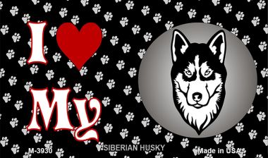 M-3930 3.5 x 2 in. I Love My Siberian Husky Novelty Metal Magnet -  Smart Blonde