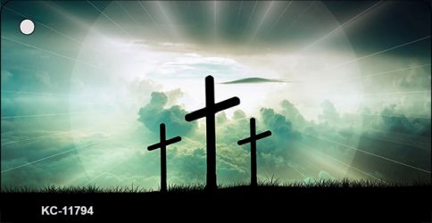 KC-11794 1.5 x 3 in. Three Crosses Novelty Metal Key Chain
