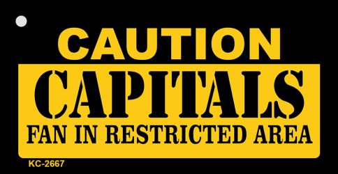 SMART BLONDE Caution Capitals Fan Area Novelty Metal Key Chain KC-2667