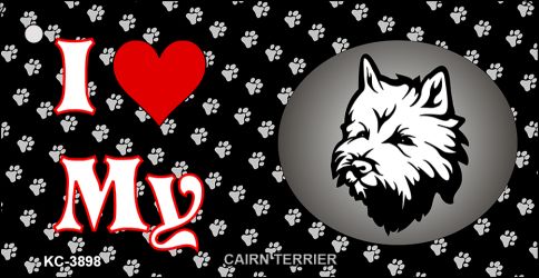 SMART BLONDE I Love My Cairn Terrier Novelty Metal Key Chain KC-3898