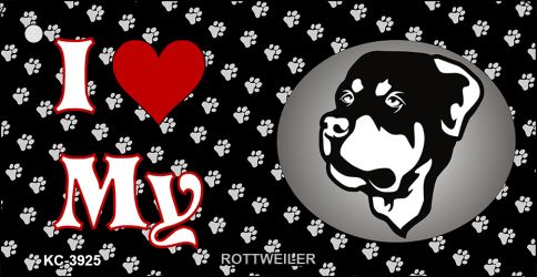 SMART BLONDE I Love My Rottweiler Novelty Metal Key Chain KC-3925