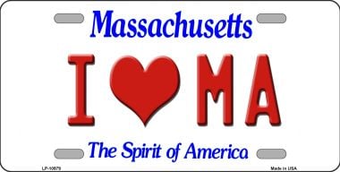 LP-10979 6 x 12 in. I Love MA Massachusetts Novelty Metal Vanity License Plate Tag