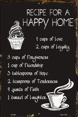 Recipe For Happy Home Novelty Metal Large Parking Sign LGP-1260