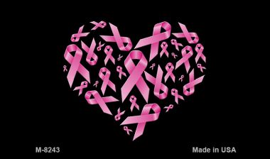 SMART BLONDE Pink Ribbon Heart Novelty Metal Magnet M-8243