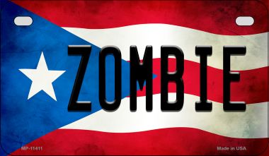 Zombie Puerto Rico State Flag Novelty Metal Motorcycle Plate MP-11411