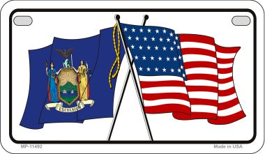 New York/USA Flag Novelty Metal Motorcycle Plate MP-11492
