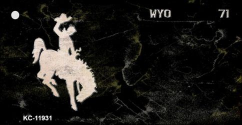 KC-11931 1.5 x 3 in. Wyoming Black Rusty Novelty Metal Key Chain -  Smart Blonde