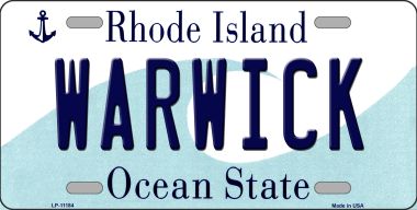 6 x 12 in. Warwick Rhode Island Novelty Metal Vanity License Plate Tag