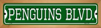 SMART BLONDE Penguins BLVD Novelty Wood Mounted Small Metal Street Sign WB-K-1046