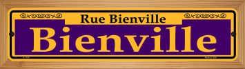 SMART BLONDE Bienville Purple Novelty Wood Mounted Small Metal Street Sign WB-K-1144
