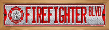 SMART BLONDE Fire Fighter BLVD Novelty Wood Mounted Small Metal Street Sign WB-K-1284