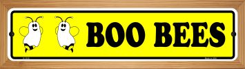 SMART BLONDE Boo Bees Novelty Wood Mounted Small Metal Street Sign WB-K-1310