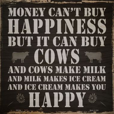 SQ-314 12 x 12 in. Money Cant Buy Happiness Novelty Metal Square Sign -  Smart Blonde