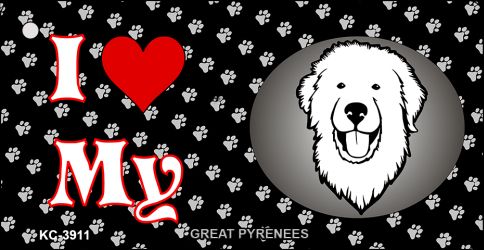 SMART BLONDE I Love My Great Pyrenees Novelty Metal Key Chain KC-3911