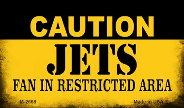 M-2668 3.5 x 2 in. Caution Jets Fan Area Novelty Metal Magnet
