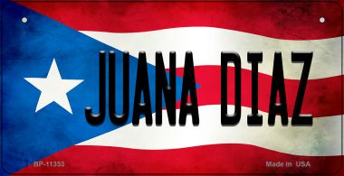 Juana Diaz Puerto Rico State Flag Novelty Metal Bicycle Plate BP-11353