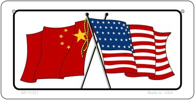 China / USA Flag Novelty Metal Bicycle Plate BP-11521