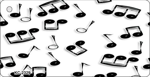 KC-2329 1.5 x 3 in. Musical Notes Black & White Novelty Metal Key Chain