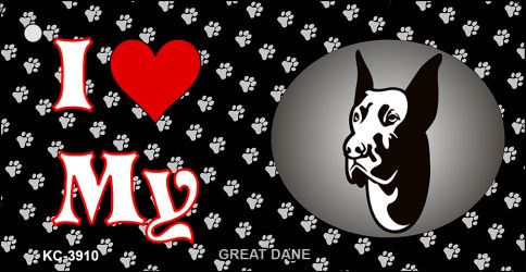 SMART BLONDE I Love My Great Dane Novelty Metal Key Chain KC-3910