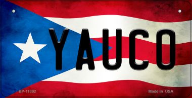 Yauco Puerto Rico State Flag Novelty Metal Bicycle Plate BP-11392