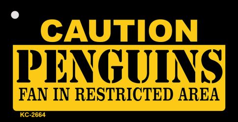 SMART BLONDE Caution Penguins Fan Area Novelty Metal Key Chain KC-2664