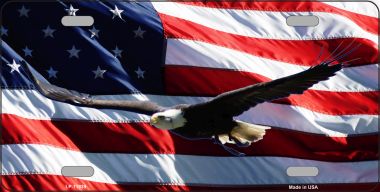 LP-11939 6 x 12 in. Soaring Eagle Flag Novelty Metal License Plate