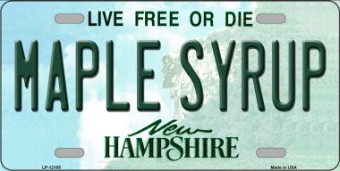 LP-12165 6 x 12 in. Maple Syrup New Hampshire Novelty Metal Vanity License Plate Tag