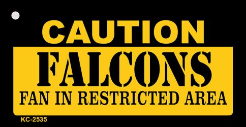 SMART BLONDE Caution Falcons Fan Area Novelty Metal Key Chain KC-2535