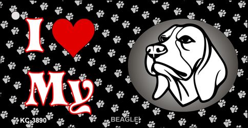 SMART BLONDE I Love My Beagle Novelty Metal Key Chain KC-3890