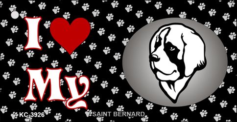 SMART BLONDE I Love My Saint Bernard Novelty Metal Key Chain KC-3926