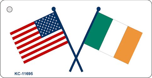 KC-11695 1.5 x 3 in. USA & Ireland Flag Novelty Metal Key Chain