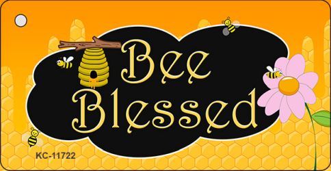 KC-11722 1.5 x 3 in. Bee Blessed Honey Hive Novelty Metal Key Chain -  Smart Blonde