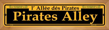 SMART BLONDE Pirates Alley Yellow Novelty Wood Mounted Small Metal Street Sign WB-K-1189