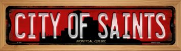SMART BLONDE Montreal Quebec The City of Saints Novelty Wood Mounted Small Metal Street Sign WB-K-1261