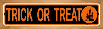 SMART BLONDE Trick Or Treat Novelty Wood Mounted Small Metal Street Sign WB-K-1311
