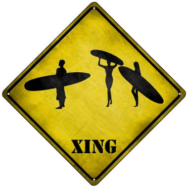 MCX-158 8.5 in. Surfers Xing Novelty Mini Metal Crossing Sign -  Smart Blonde