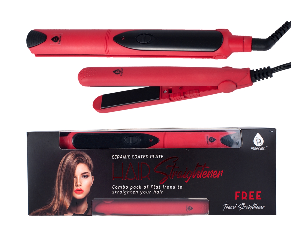Picture of Pursonic TCA1555RD Combo Pack Hair Mini Straightener