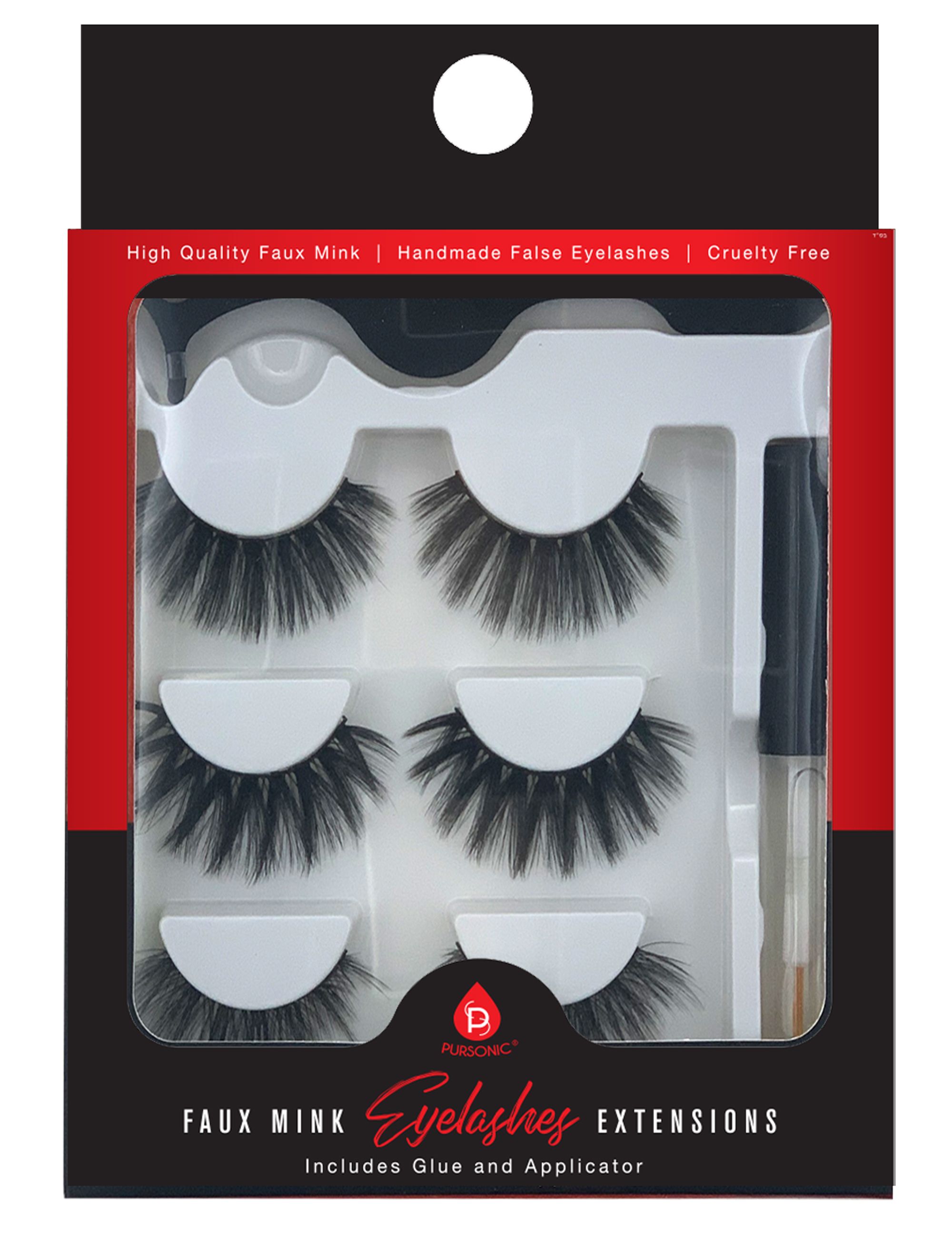 COG293 Faux Mink Style False Eyelashes - 3 Pair pack