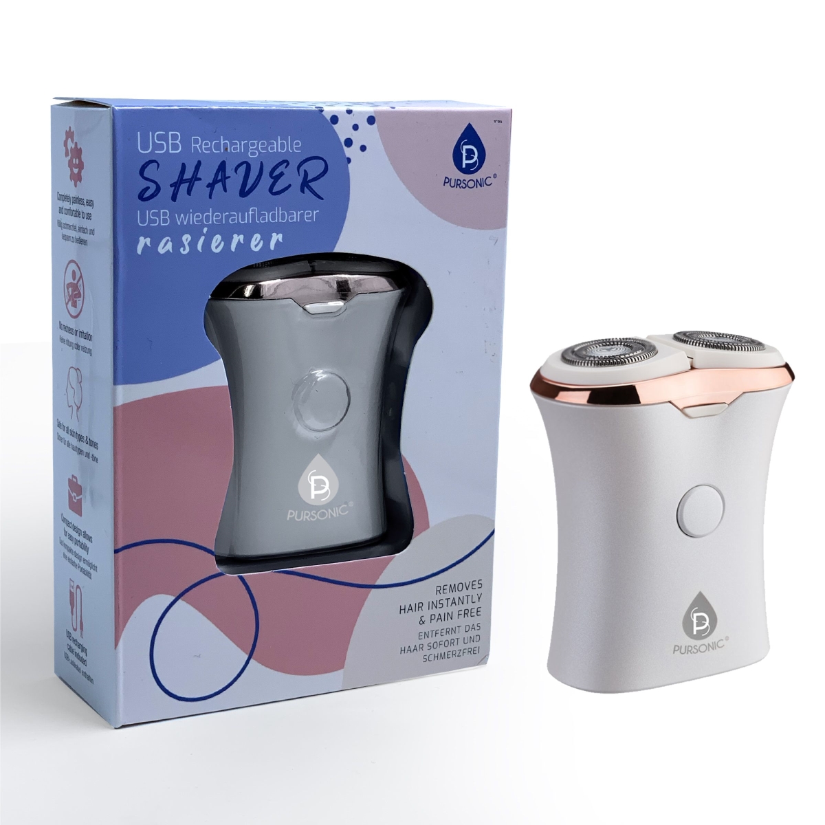 Picture of Pursonic LSUSB360WH Rechargeable USB Ladies Shaver, White
