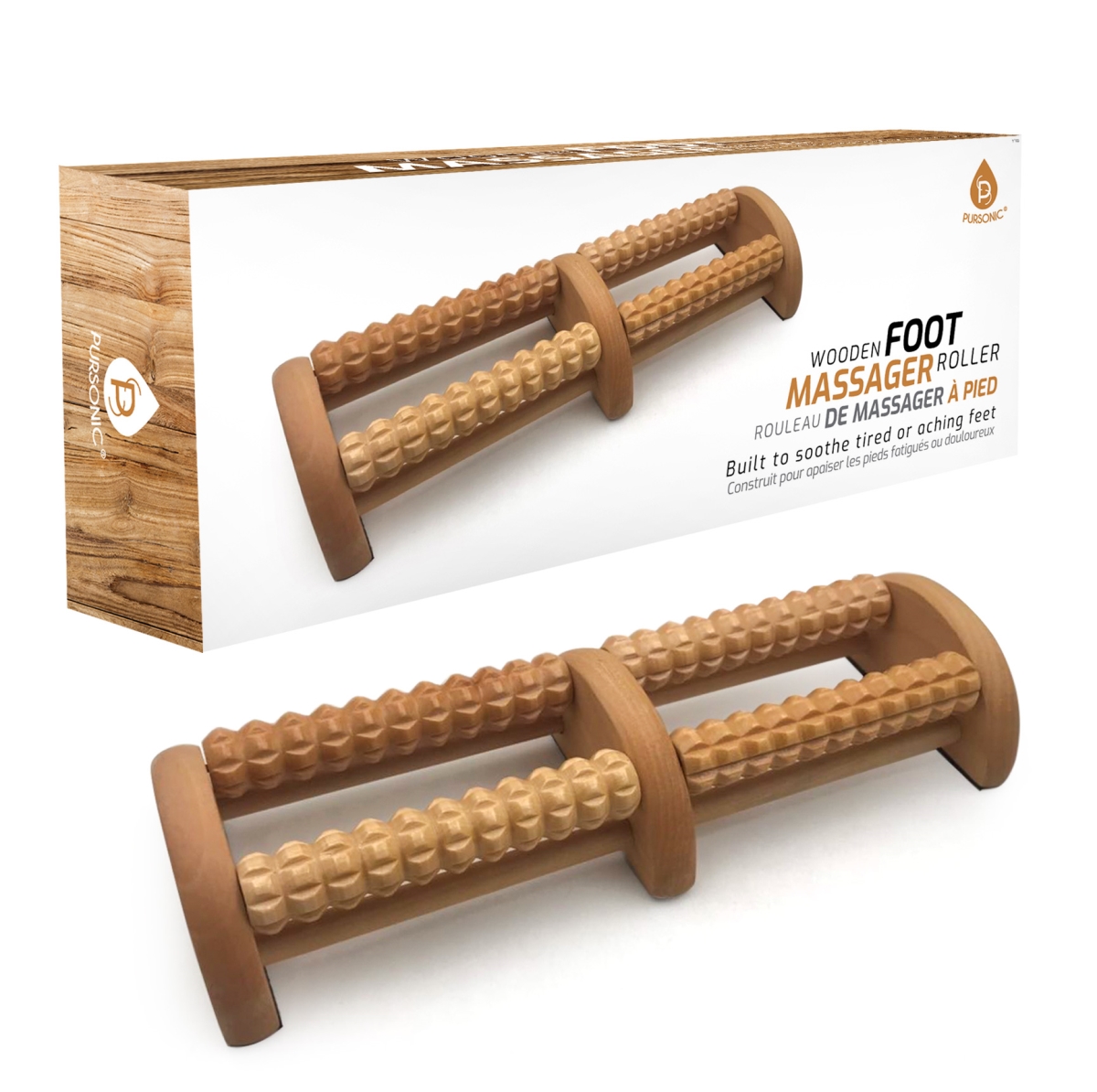 Picture of Pursonic HMG835 Wooden Foot Massager with Dual Rollers