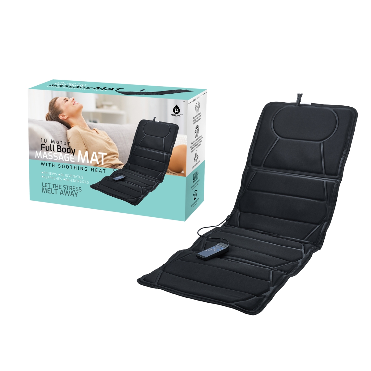 Picture of Pursonic HMG1500 1.5 x 23.2 x 69.3 in. Luxury Full Body Heated Massage Mat with Soothing Heat