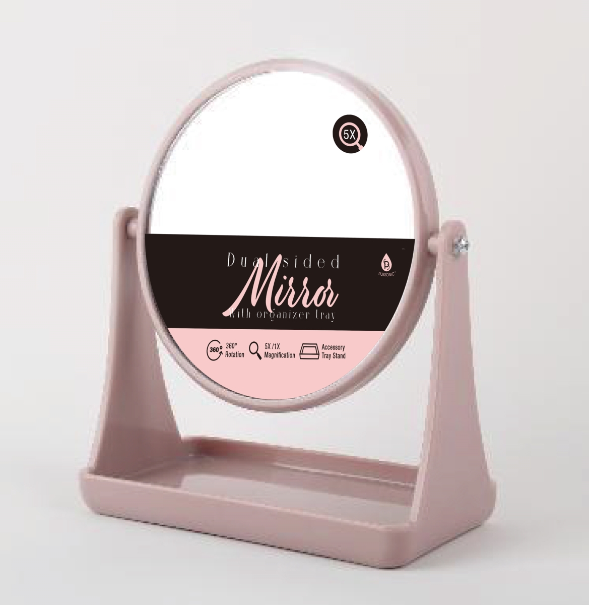 TM56 Dual Sided Vanity Mirror with Acess Stand & 5X Magnification