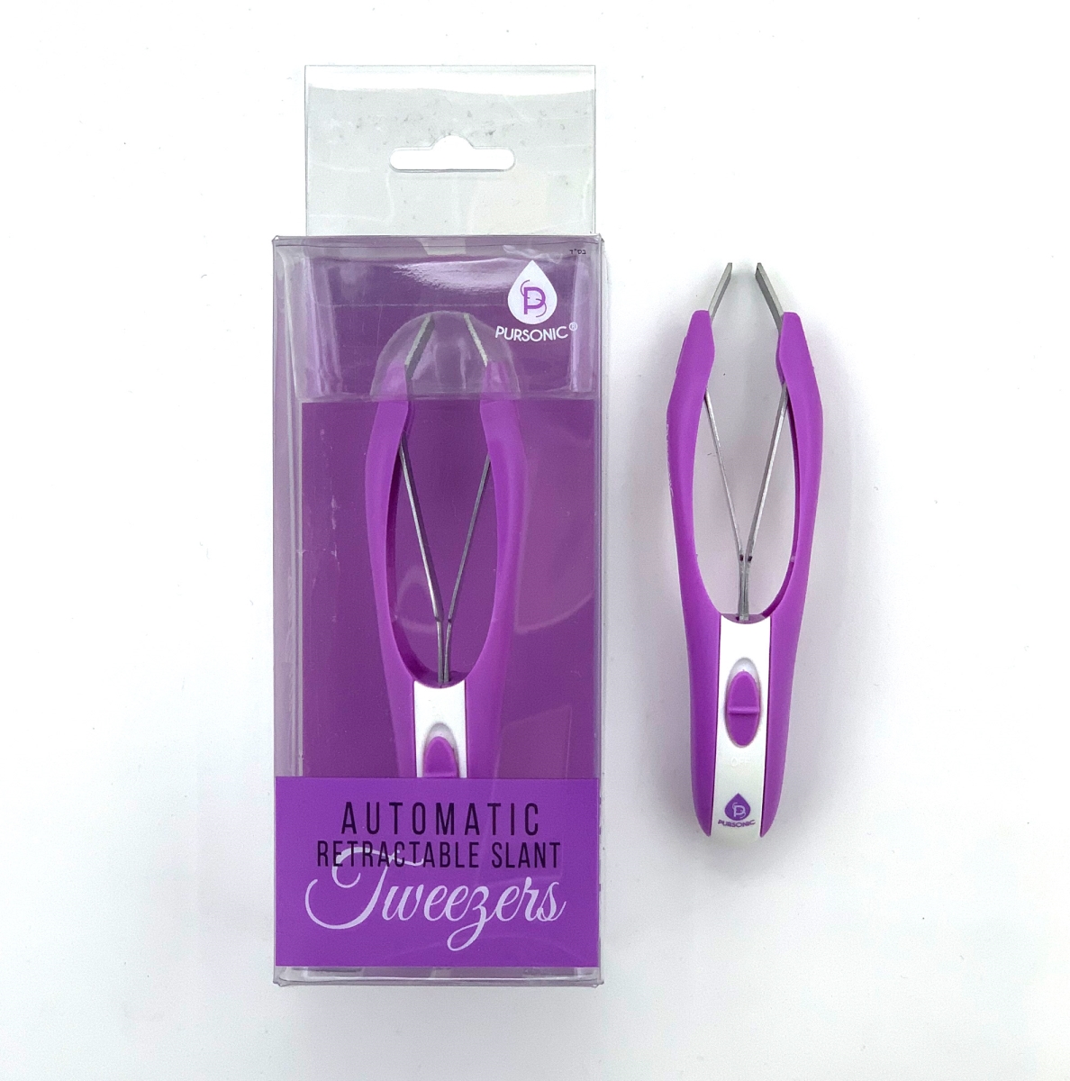 Picture of Pursonic COG390 Automatic Retractable Slant Tweezers with Built-in Light - Purple