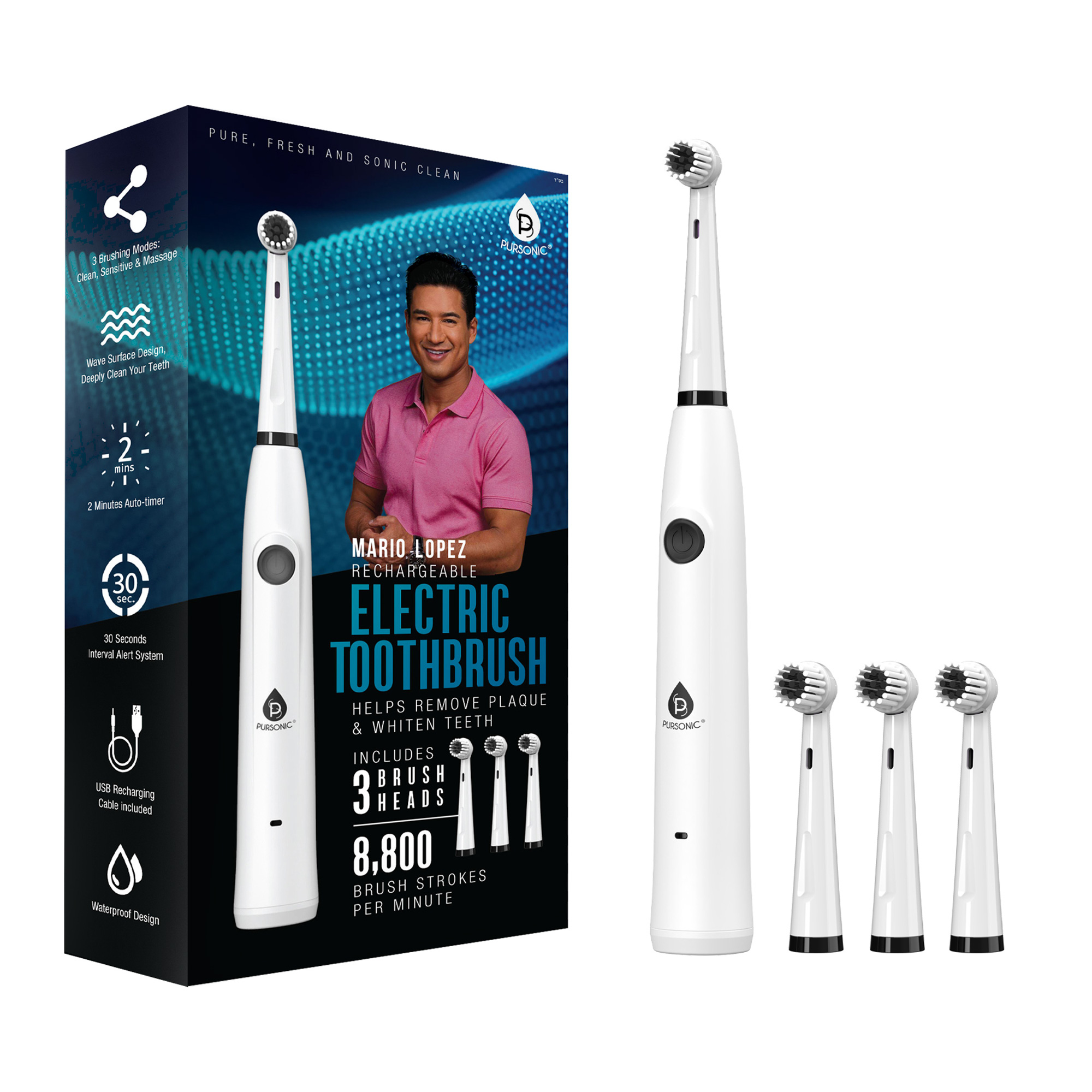 MLRET20USB Rechargeable Electric Toothbrush with 3 Brush heads