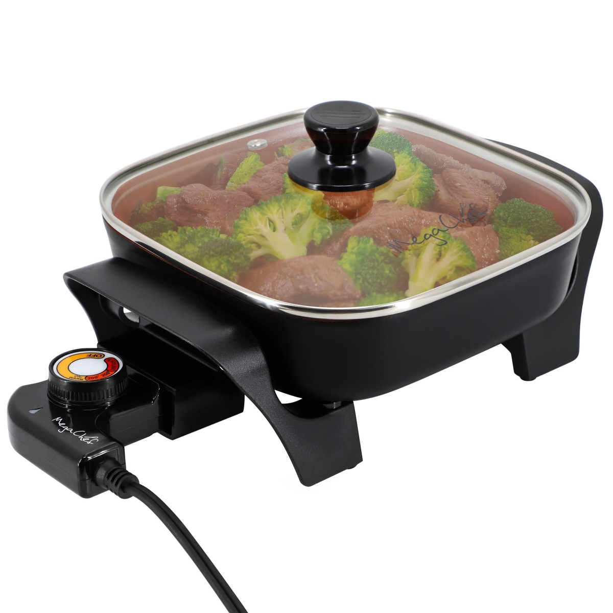 Picture of MegaChef MCS-2020 MegaChef 8 Inch Electric Skillet with Lid in Black with Copper Coating