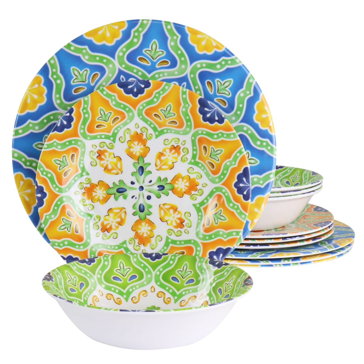 Picture of Elama EL-STAPANYA Elama Stapanya 12 Piece Melamine Dinnerware Set in Multi