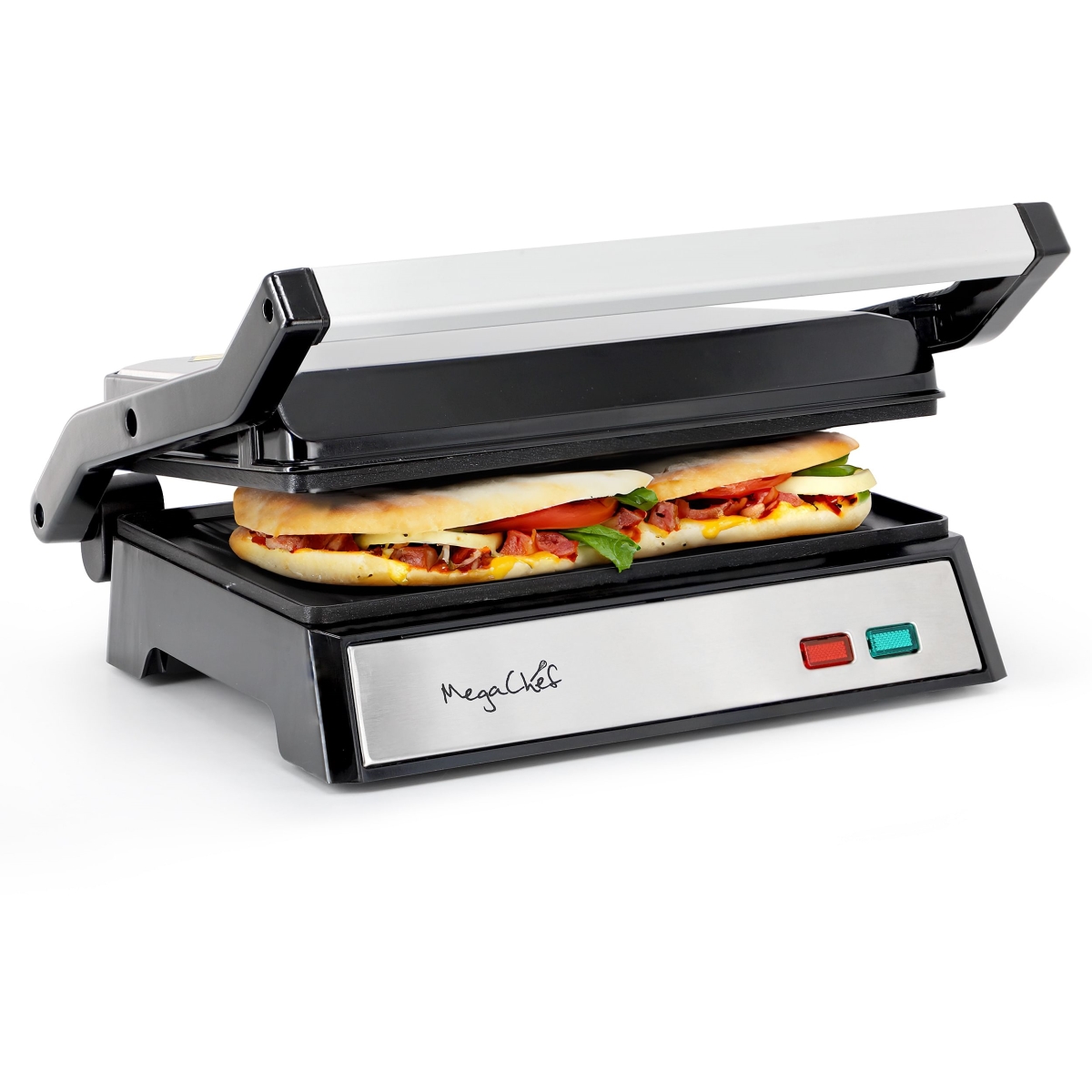 Picture of MegaChef MC-D048 MegaChef Electric Dual Plate Non-Stick Panini Grill Contact Press with Drip Tray
