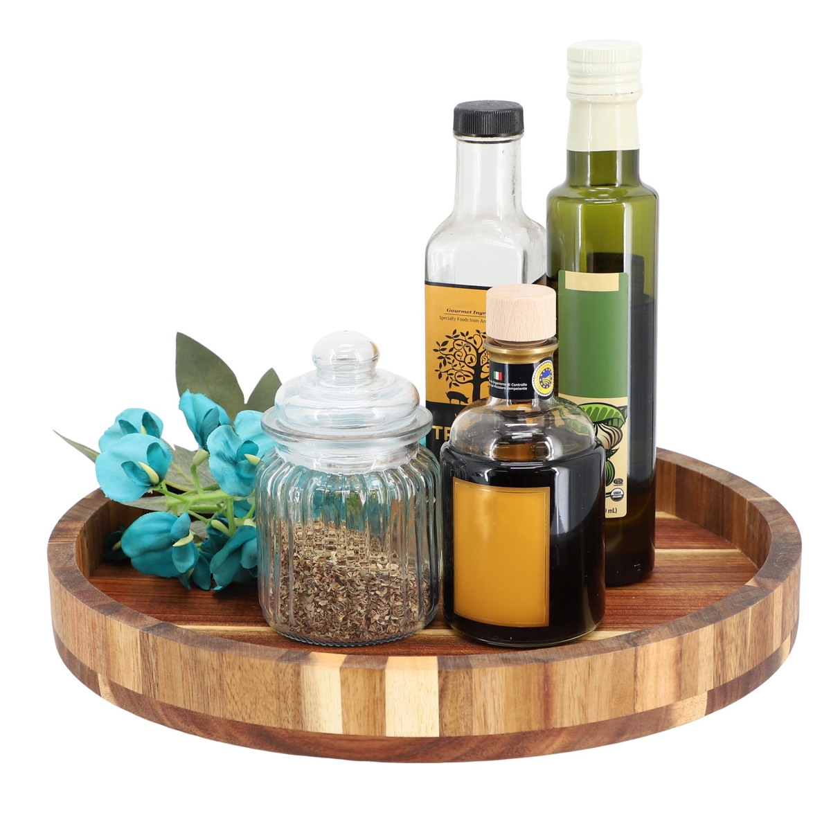 MC-A109  13 Inch Acacia Wood Lazy Susan Tray