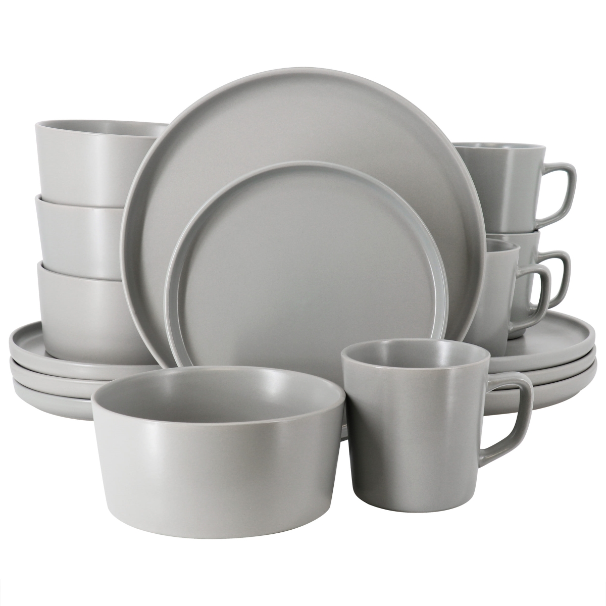 Picture of Elama EL-LUXMATTE-16-LG Elama Luxmatte Light Grey 16 Piece Dinnerware Set