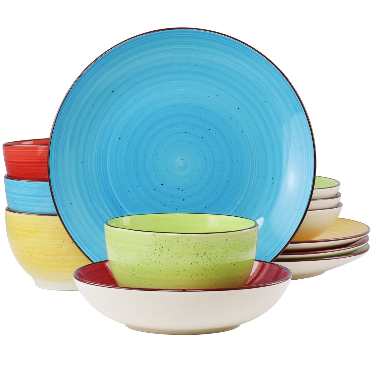 Picture of Elama ELM-MASON Elama Mason 12 Piece Double Bowl Sto are Dinnerware Set in Assorted Colors
